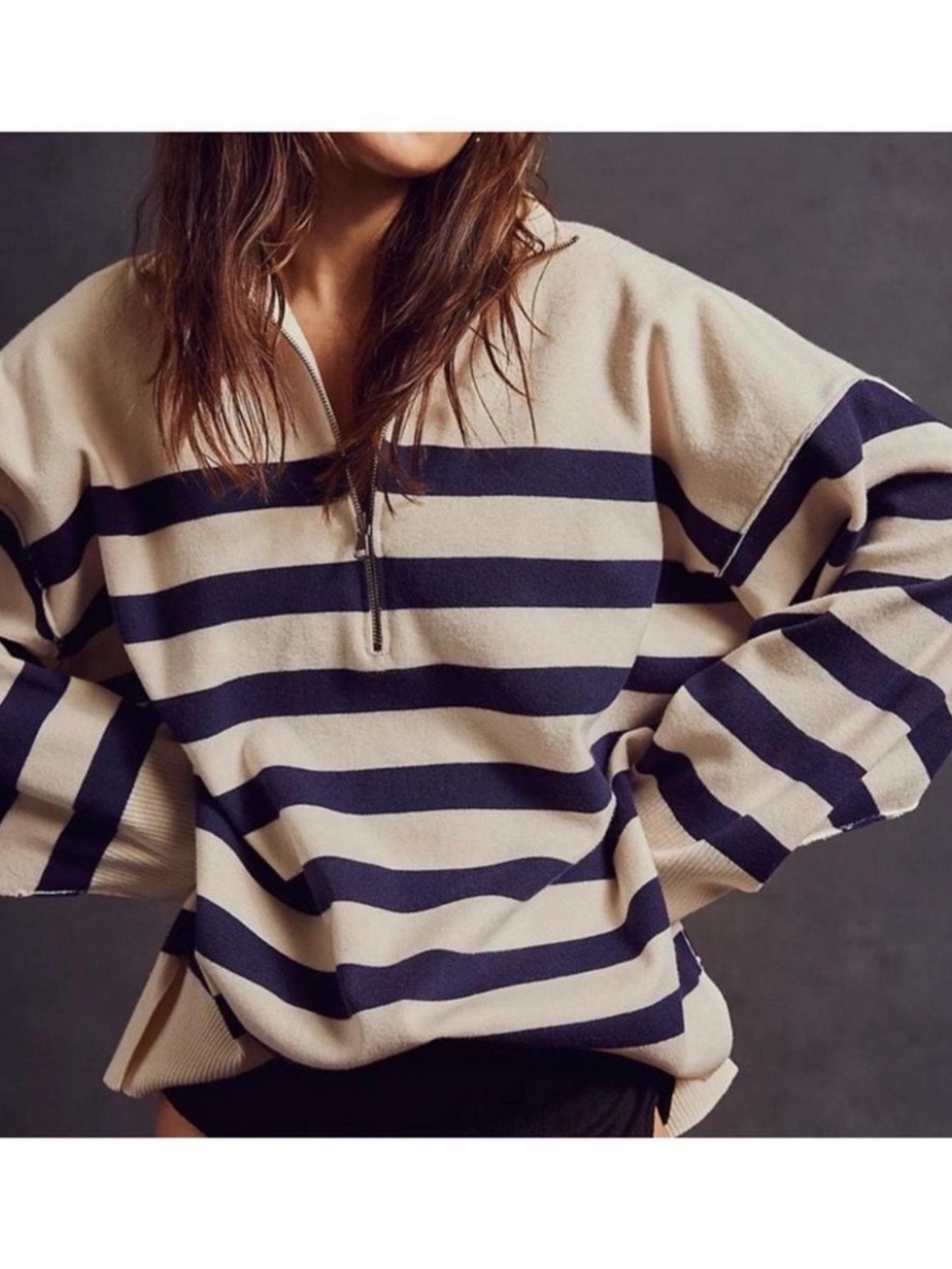 Free People Coastal Stripe Pullover Sweater